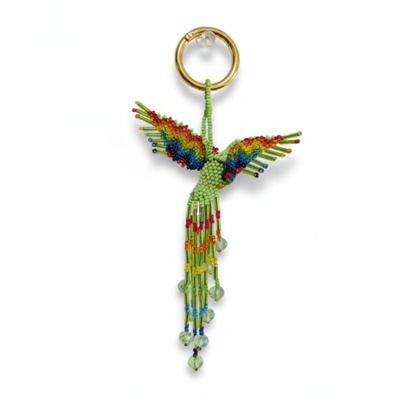 Beaded Hummingbird Purse Charm – Colorful Keychain Pendant Key Ring Gift Holiday - Picture 6 of 6